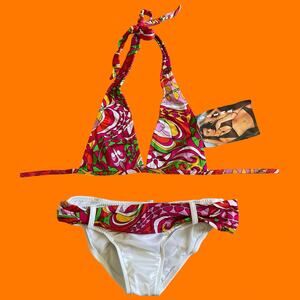 00's vintage groovy psychedelic paisley y2k low rise bikini XS ujena *deadstock*